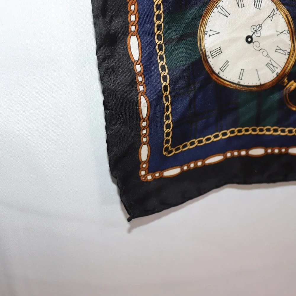 Unbranded Pocket Watch Scarf 34x33 Multicolor‎ Women Vintage Clock Print